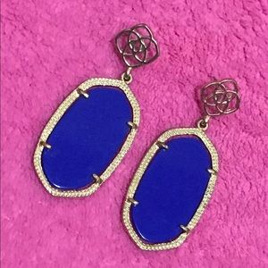 Blue / Gold Dangle Earrings